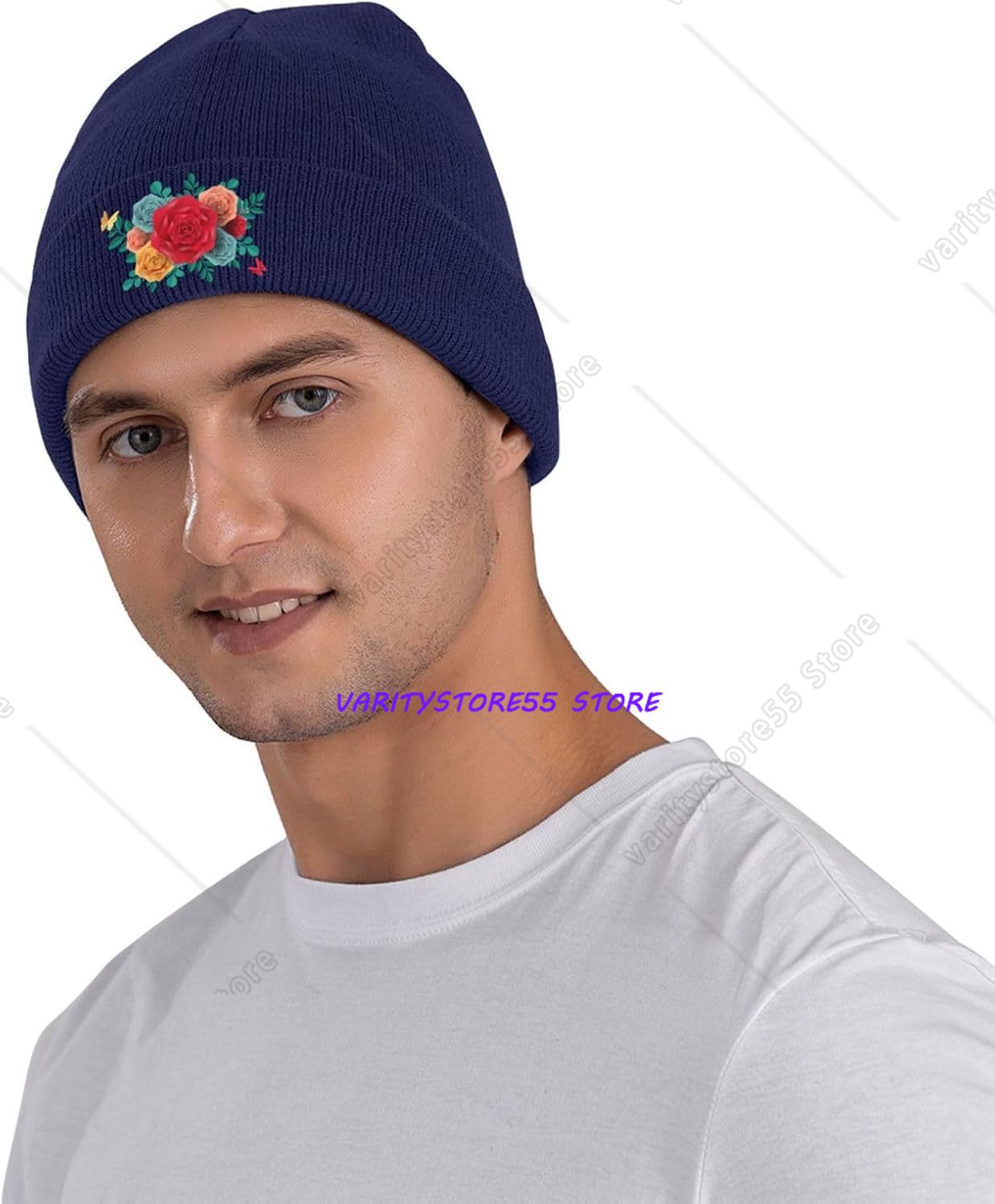 Colorful Roses Beanie for Men  - Beanie Cuffed Knit ulasan dan harga
