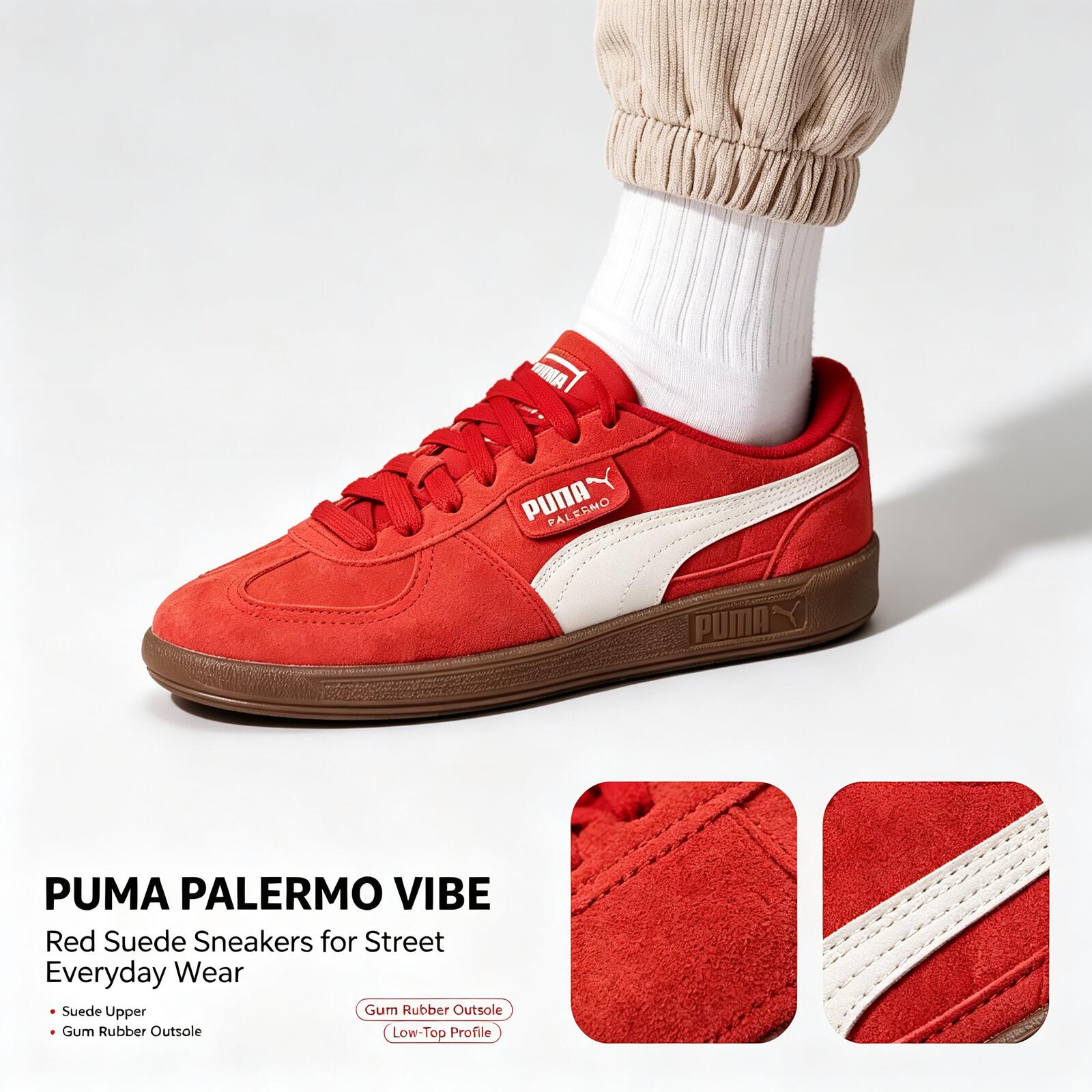 New PUMA Palermo Red Suede Sne - Puma Shoes Suede Classic ulasan dan harga