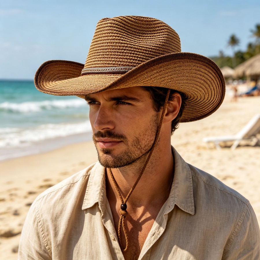 Retro Western Cowboy Gradient  - Cowboy Hat Straw ulasan dan harga
