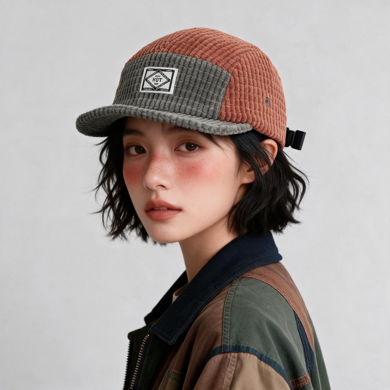 Color Block Patchwork Corduroy - Corduroy Cap 5 Panel ulasan dan harga